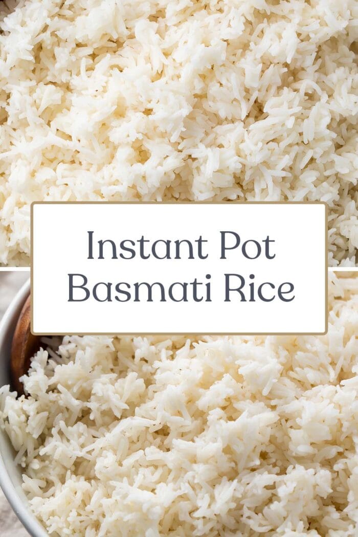 Pin graphic for Instant Pot basmati rice