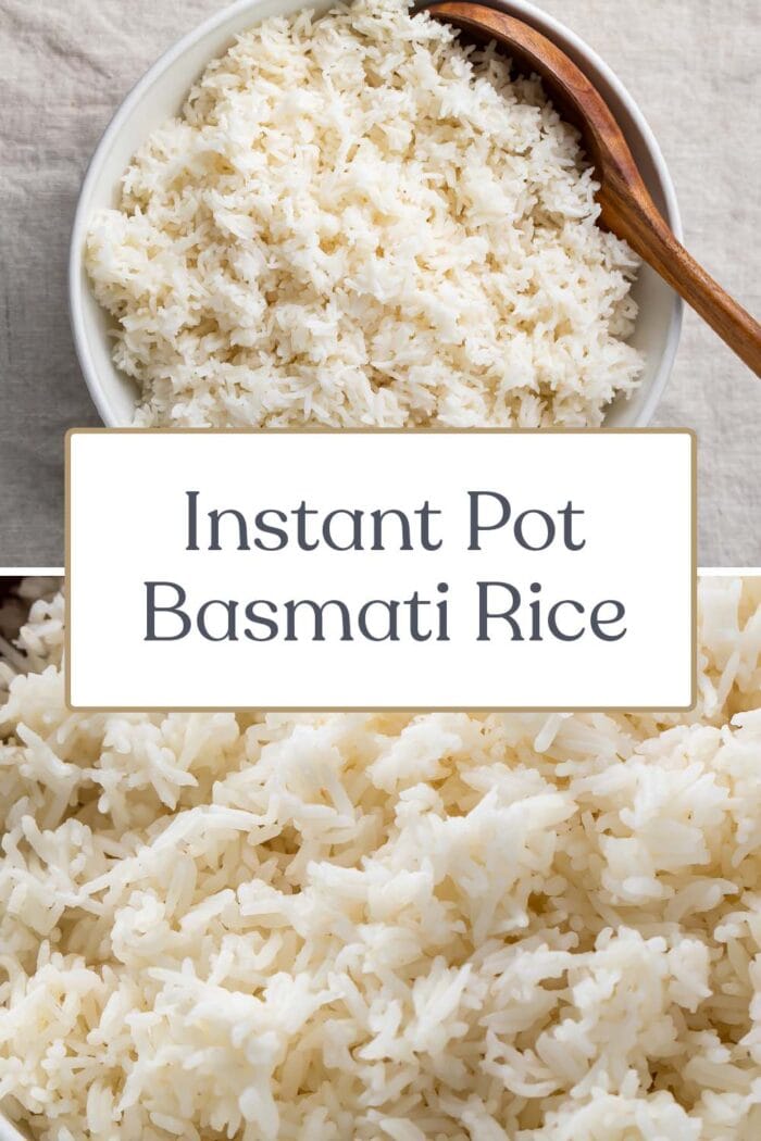 Pin graphic for Instant Pot basmati rice