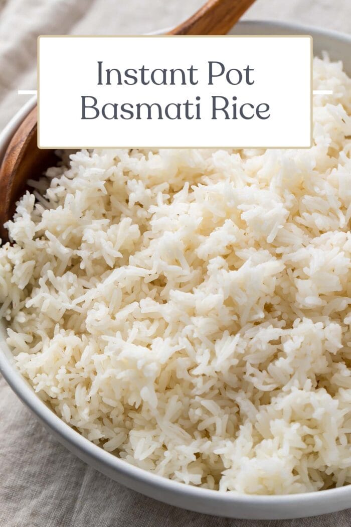 Pin graphic for Instant Pot basmati rice