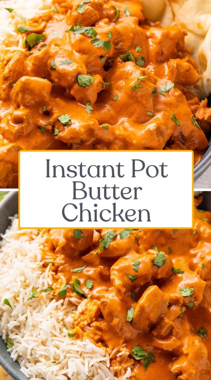 Pin graphic for Instant Pot butter chicken