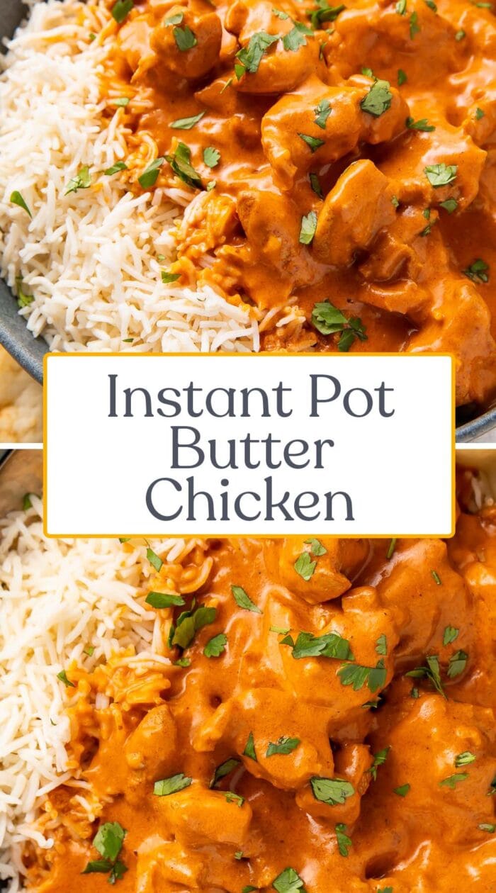 Pin graphic for Instant Pot butter chicken