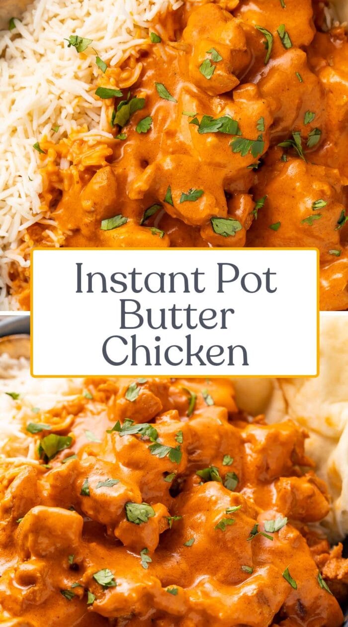 Pin graphic for Instant Pot butter chicken