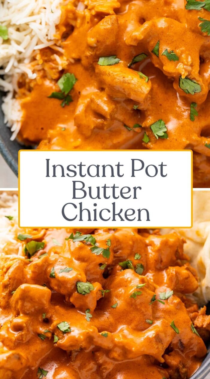 Pin graphic for Instant Pot butter chicken