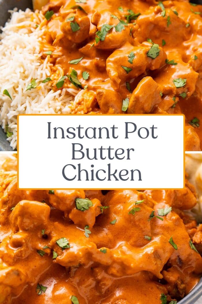 Pin graphic for Instant Pot butter chicken