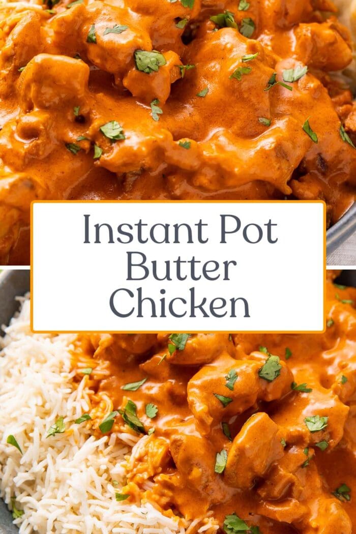 Pin graphic for Instant Pot butter chicken