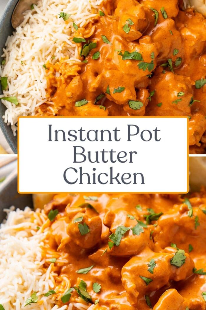 Pin graphic for Instant Pot butter chicken