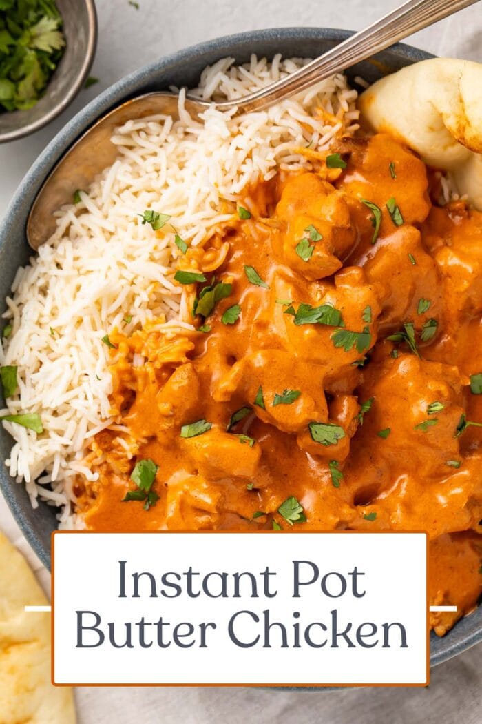 Pin graphic for Instant Pot butter chicken