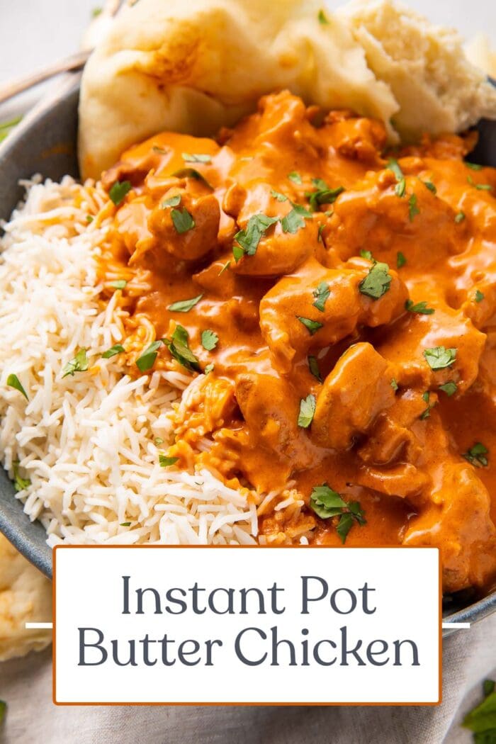 Pin graphic for Instant Pot butter chicken