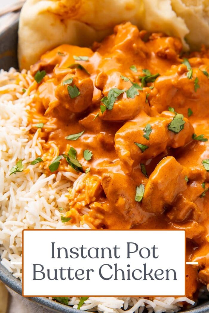 Pin graphic for Instant Pot butter chicken