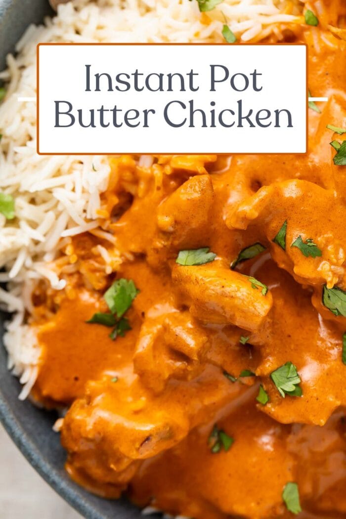 Pin graphic for Instant Pot butter chicken