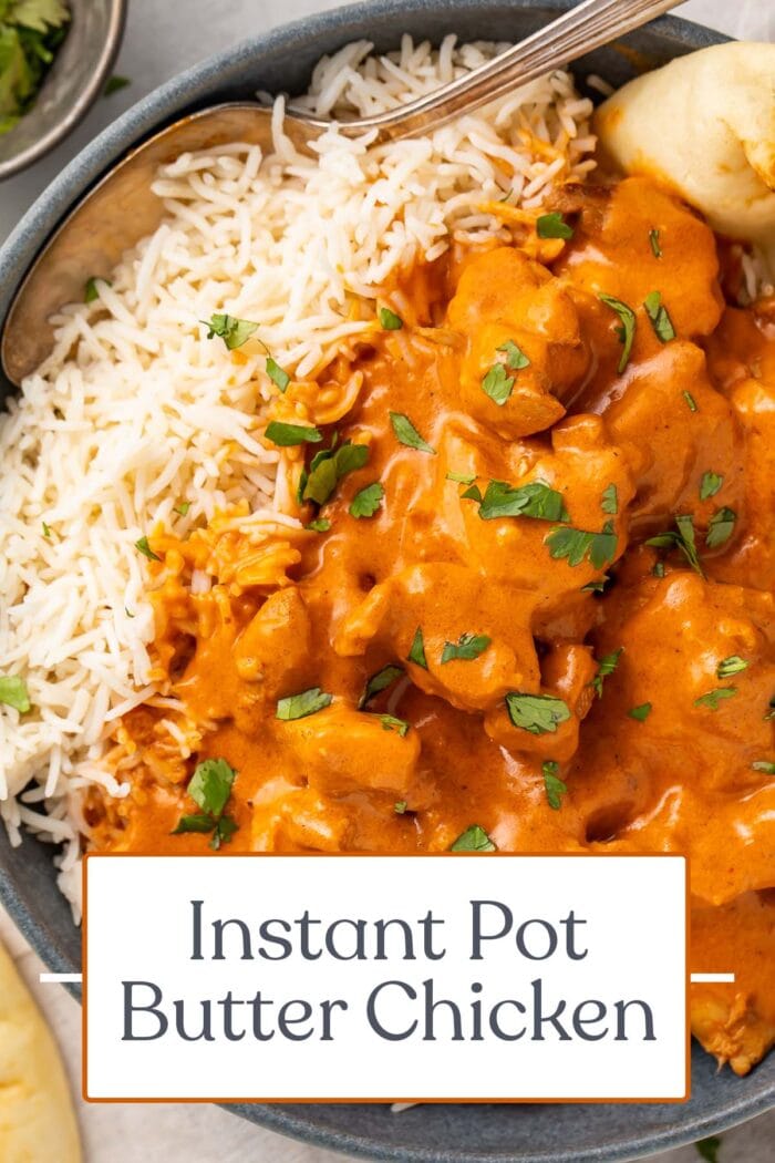 Pin graphic for Instant Pot butter chicken