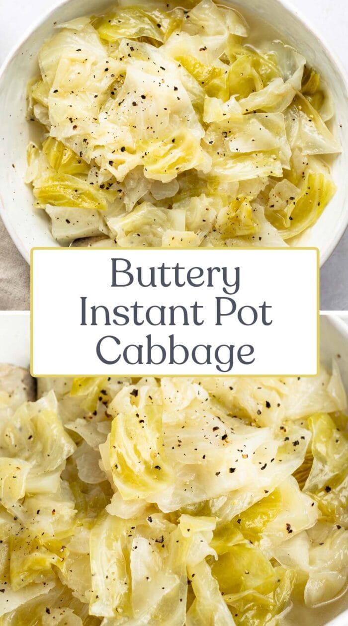 Pin graphic for Instant Pot cabbage