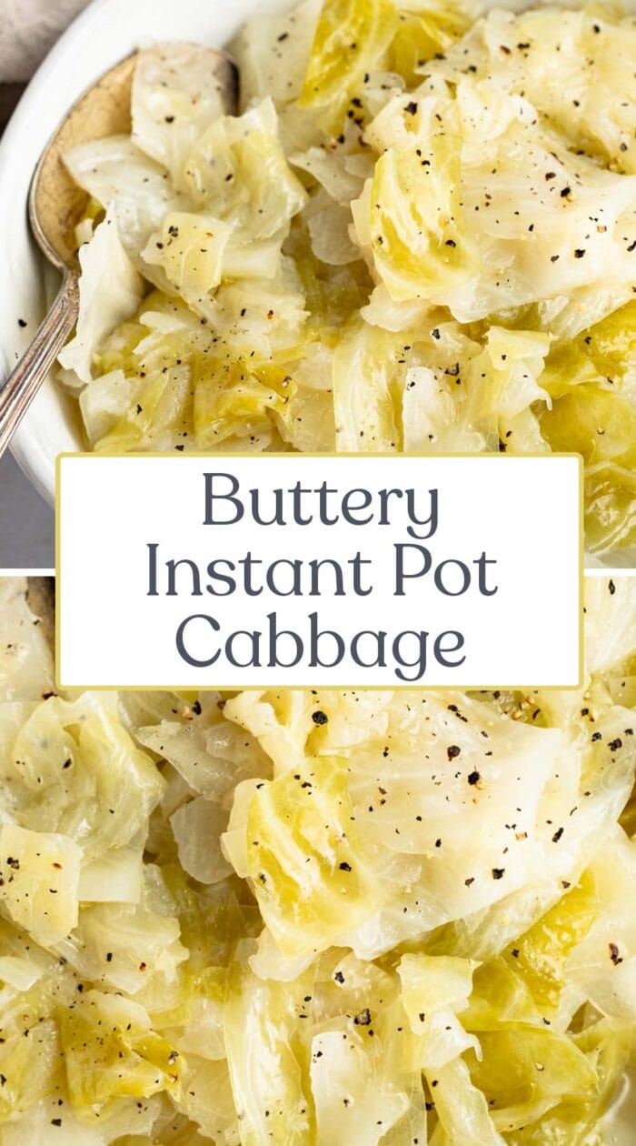 Pin graphic for Instant Pot cabbage