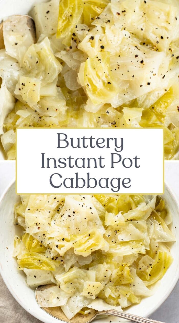 Pin graphic for Instant Pot cabbage