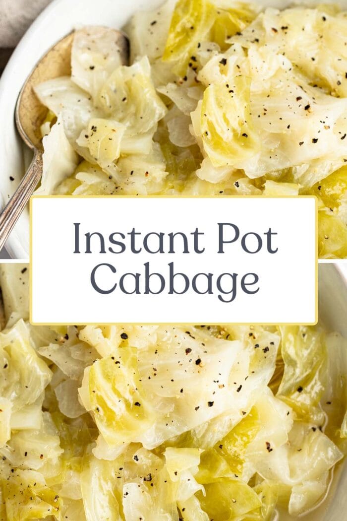 Pin graphic for Instant Pot cabbage