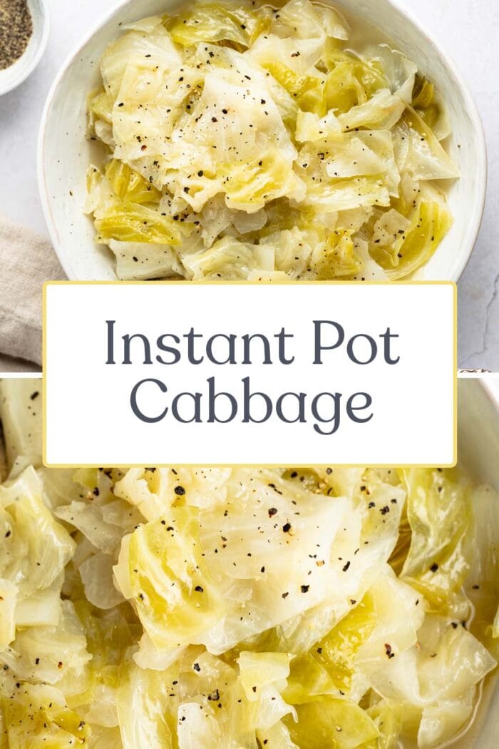 Pin graphic for Instant Pot cabbage