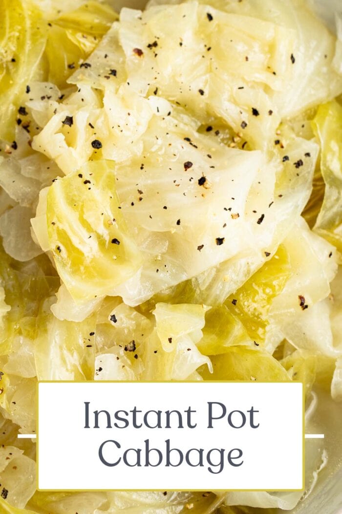 Pin graphic for Instant Pot cabbage