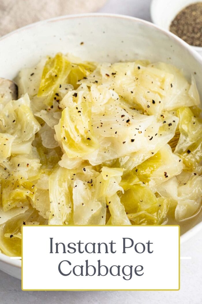 Pin graphic for Instant Pot cabbage