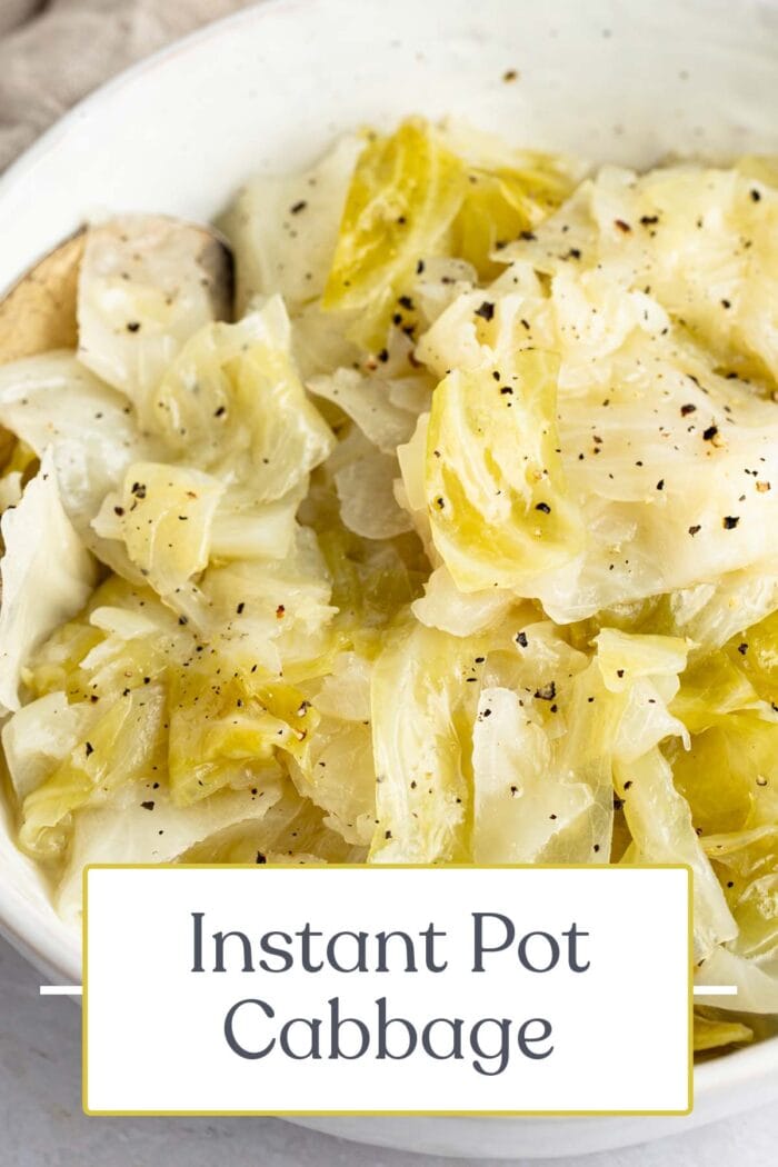 Pin graphic for Instant Pot cabbage