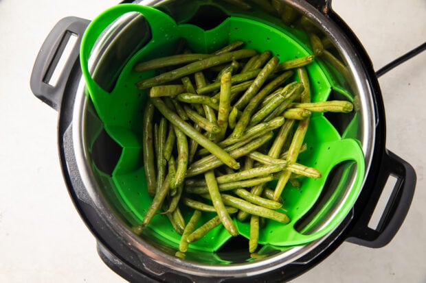 Instant Pot green beans in steamer basket