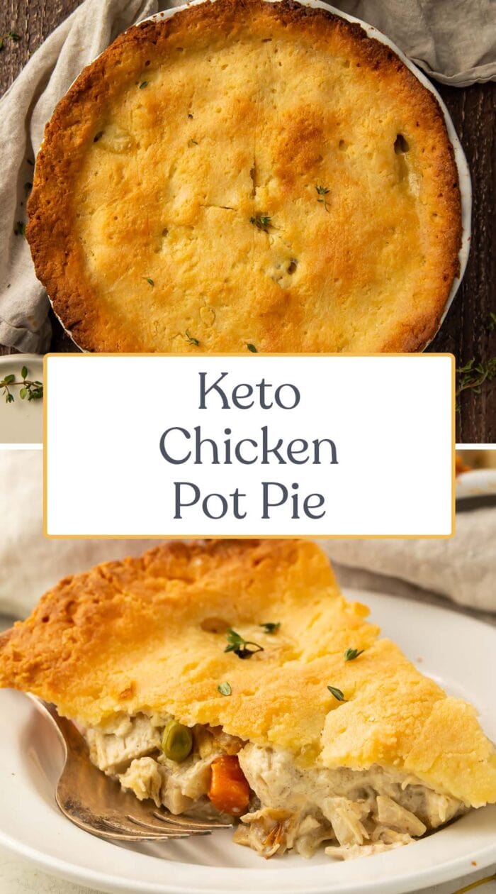 Pin graphic for keto chicken pot pie