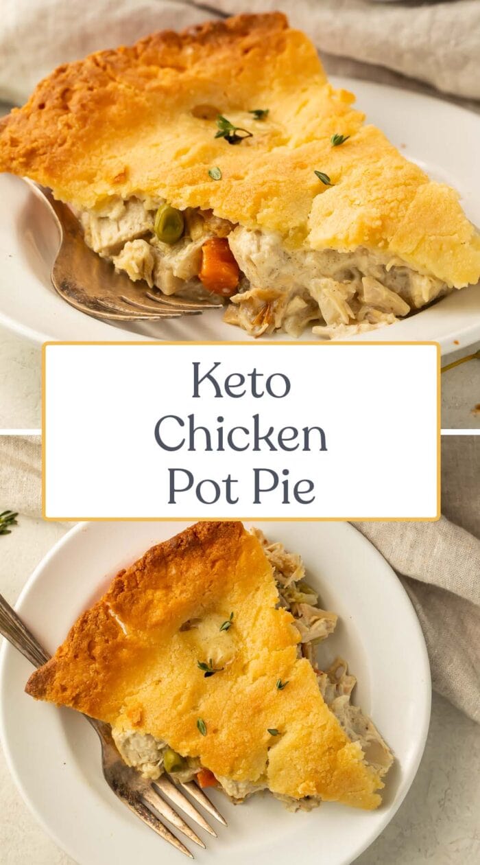 Pin graphic for keto chicken pot pie