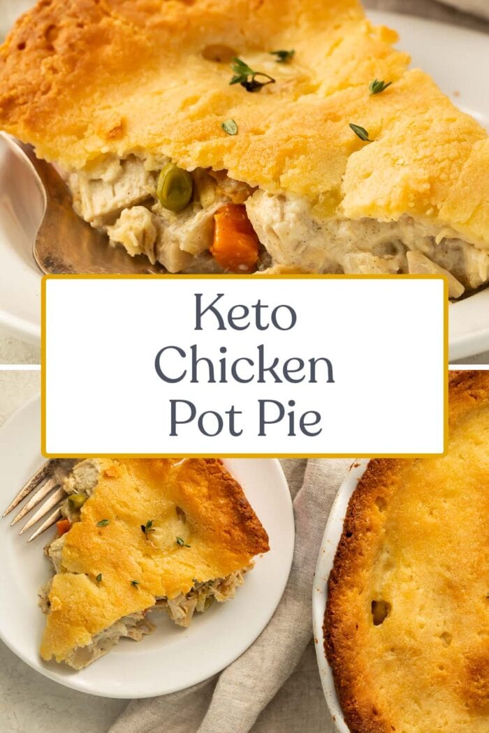 Pin graphic for keto chicken pot pie