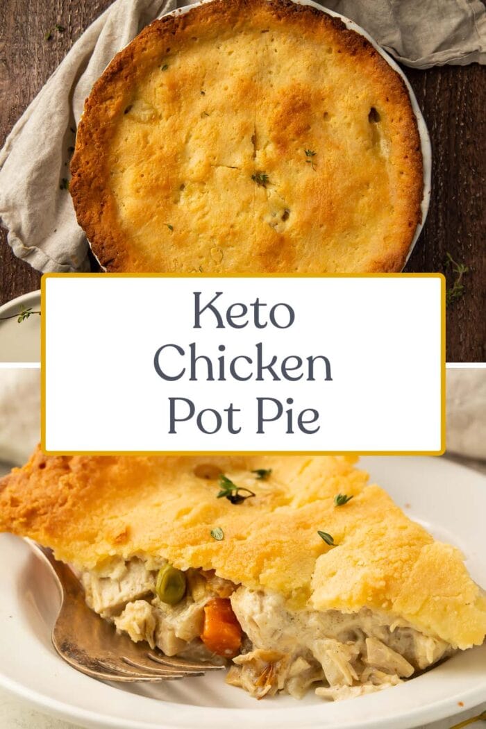 Pin graphic for keto chicken pot pie