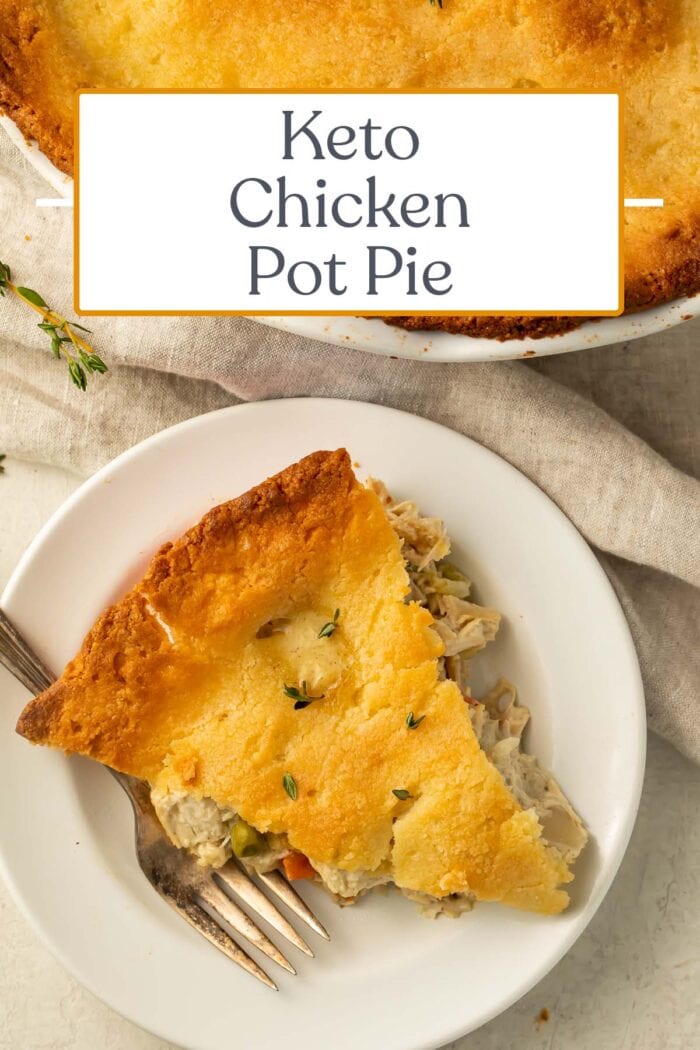 Pin graphic for keto chicken pot pie