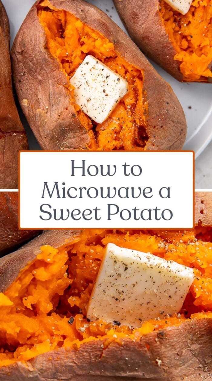 Pin graphic for microwave sweet potato