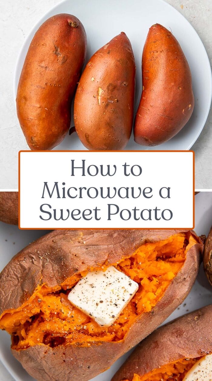 Pin graphic for microwave sweet potato