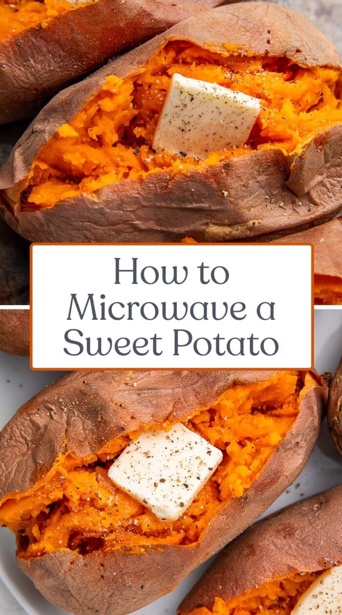 Pin graphic for microwave sweet potato