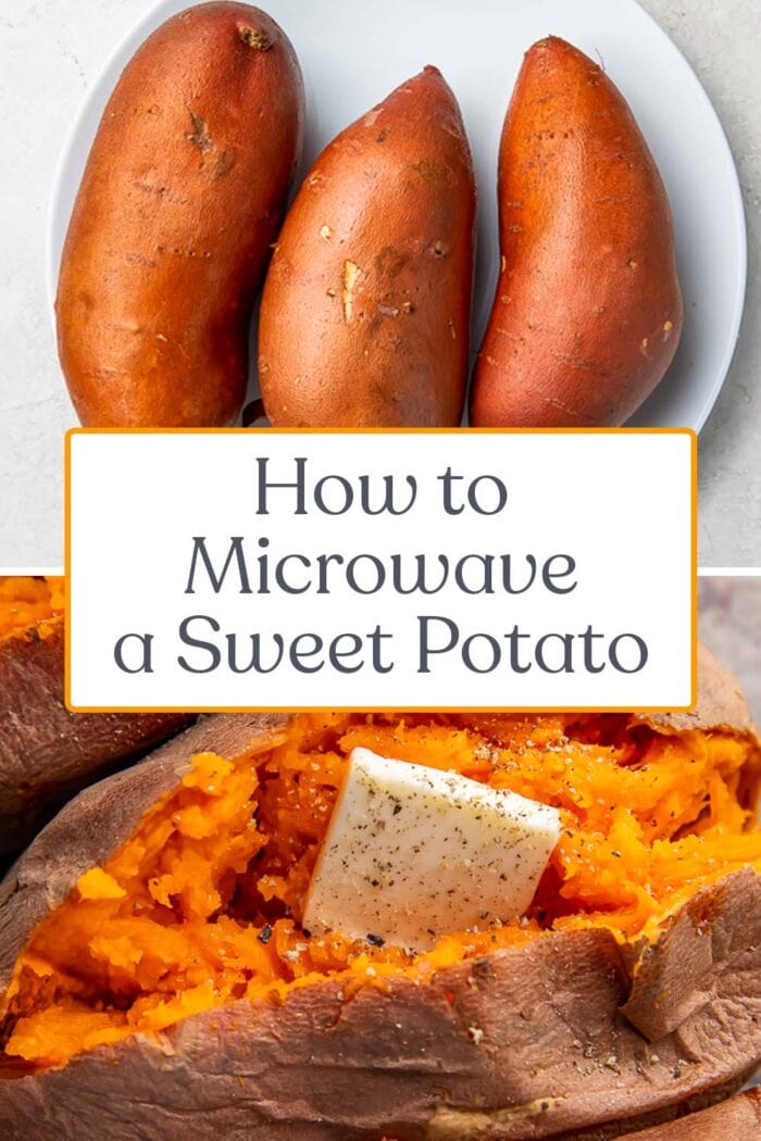 Pin graphic for microwave sweet potato