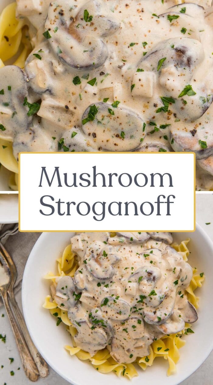 Pin graphic for mushroom stroganoff