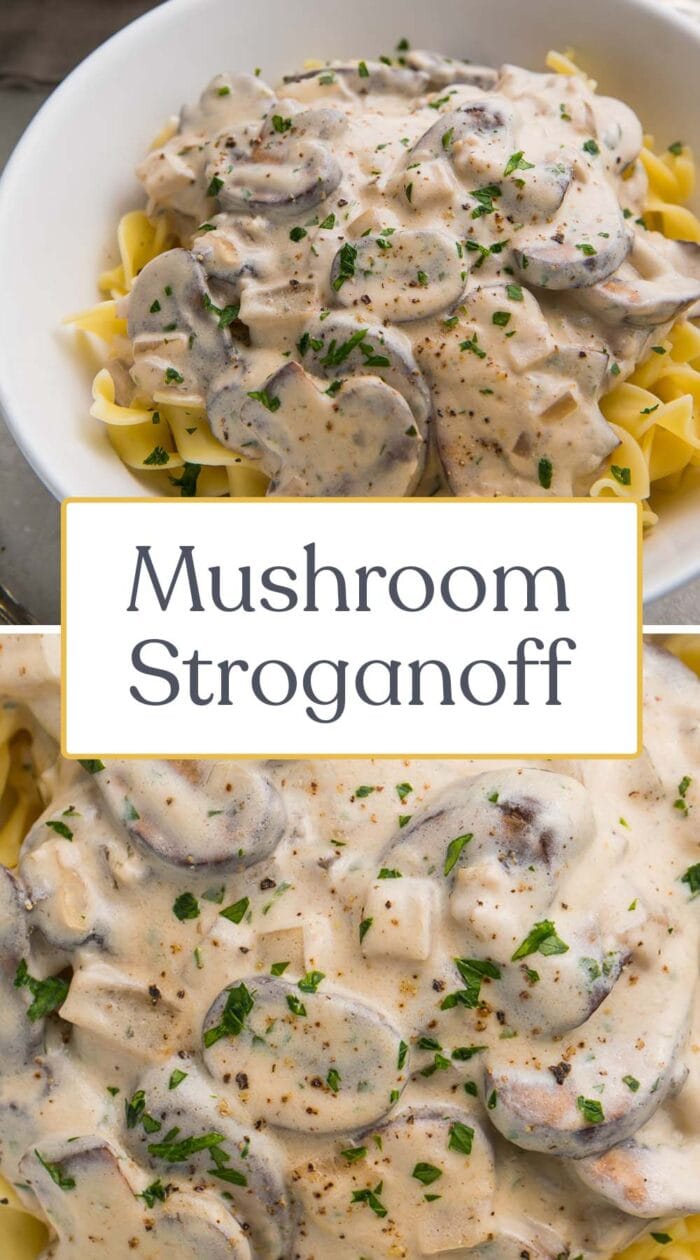 Pin graphic for mushroom stroganoff