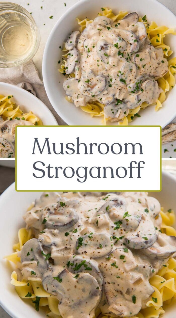 Pin graphic for mushroom stroganoff