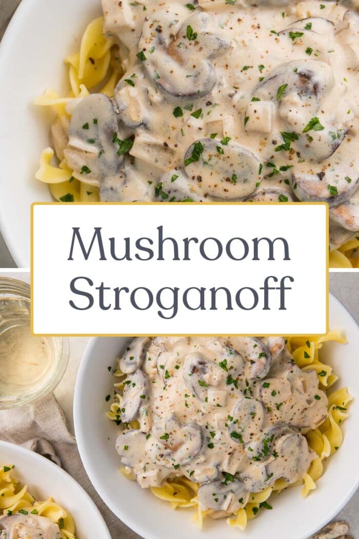 Pin graphic for mushroom stroganoff