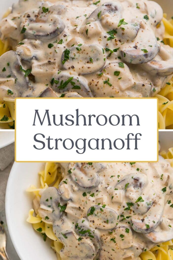 Pin graphic for mushroom stroganoff