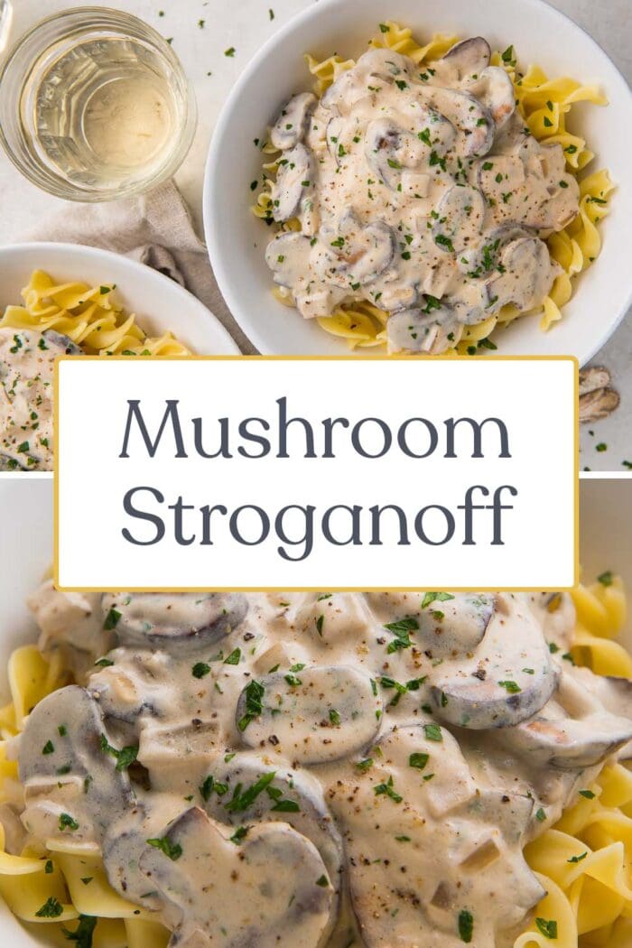 Pin graphic for mushroom stroganoff