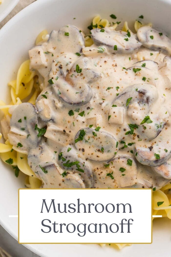 Pin graphic for mushroom stroganoff