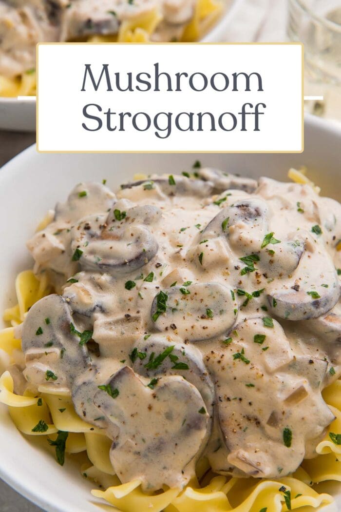 Pin graphic for mushroom stroganoff