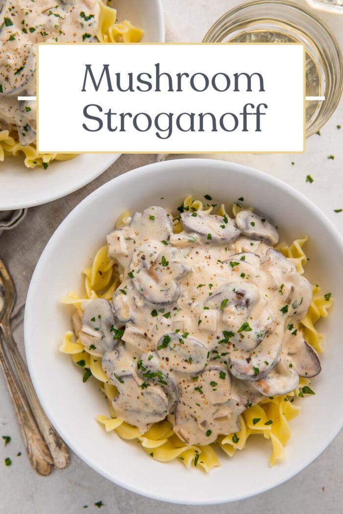 Pin graphic for mushroom stroganoff