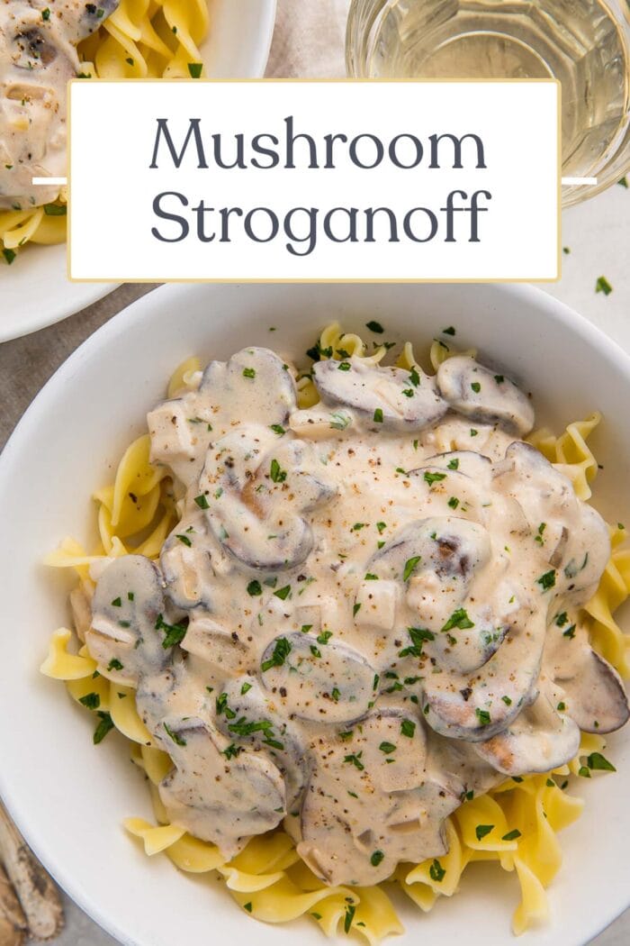 Pin graphic for mushroom stroganoff