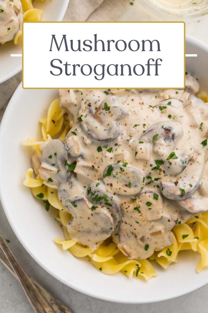 Pin graphic for mushroom stroganoff