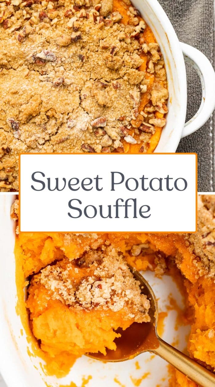 Pin graphic for sweet potato souffle