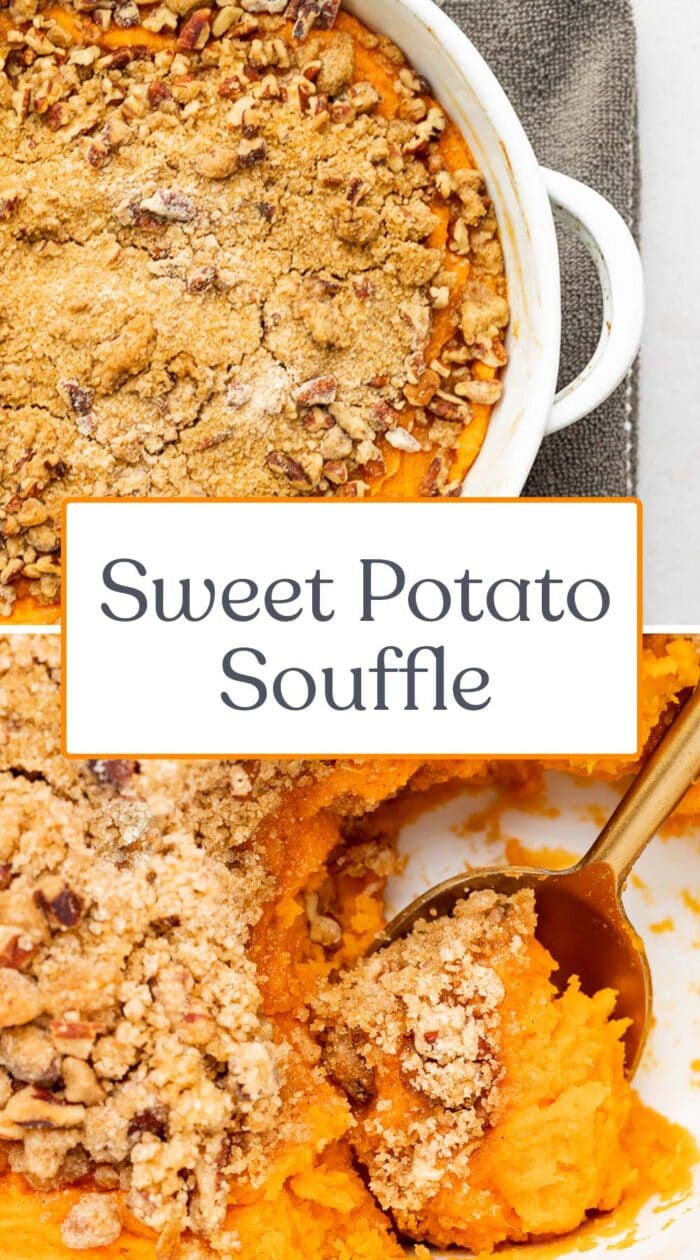 Pin graphic for sweet potato souffle