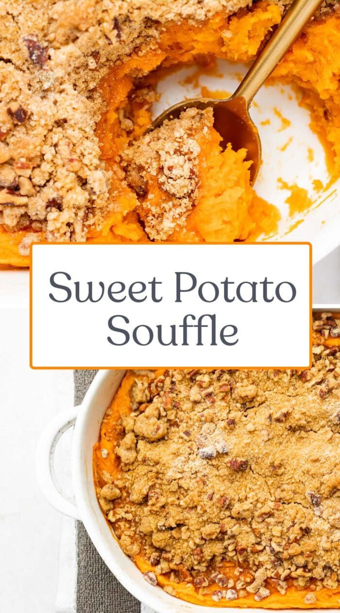 Pin graphic for sweet potato souffle