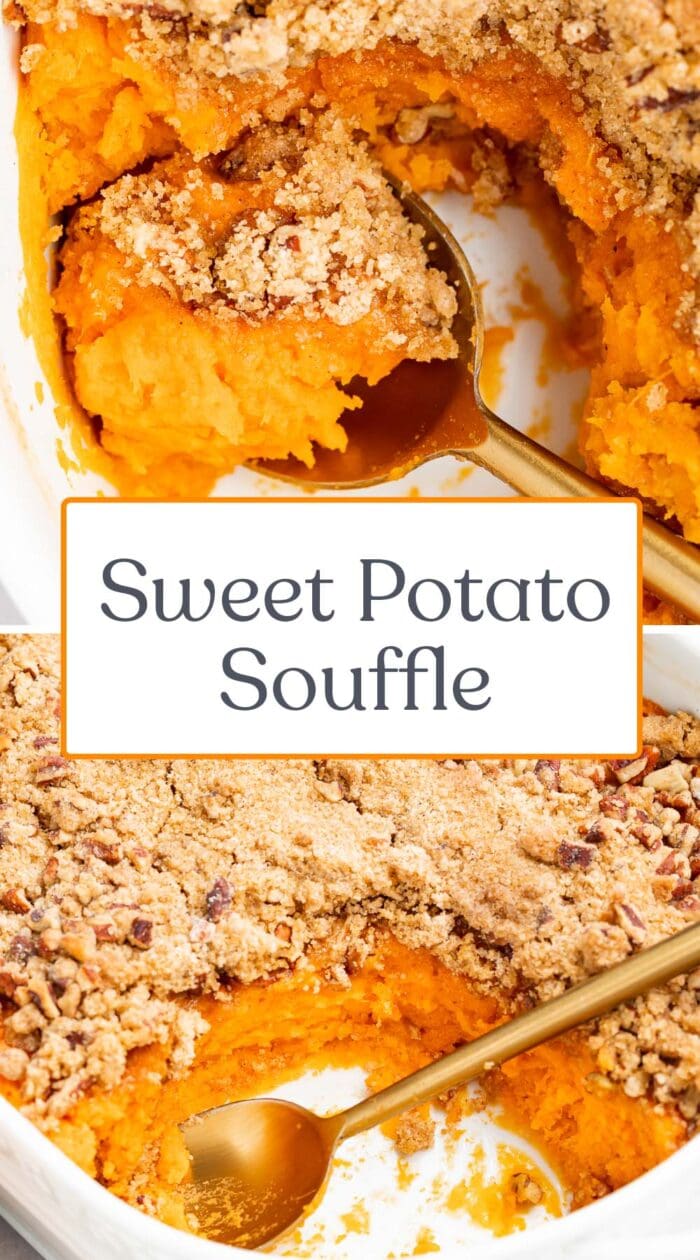 Pin graphic for sweet potato souffle