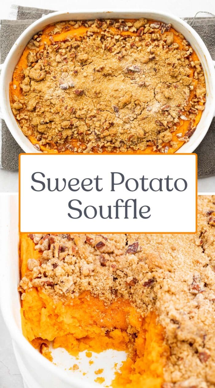 Pin graphic for sweet potato souffle