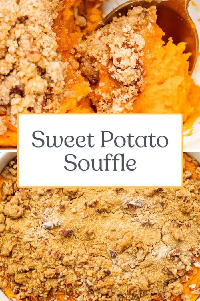 Pin graphic for sweet potato souffle